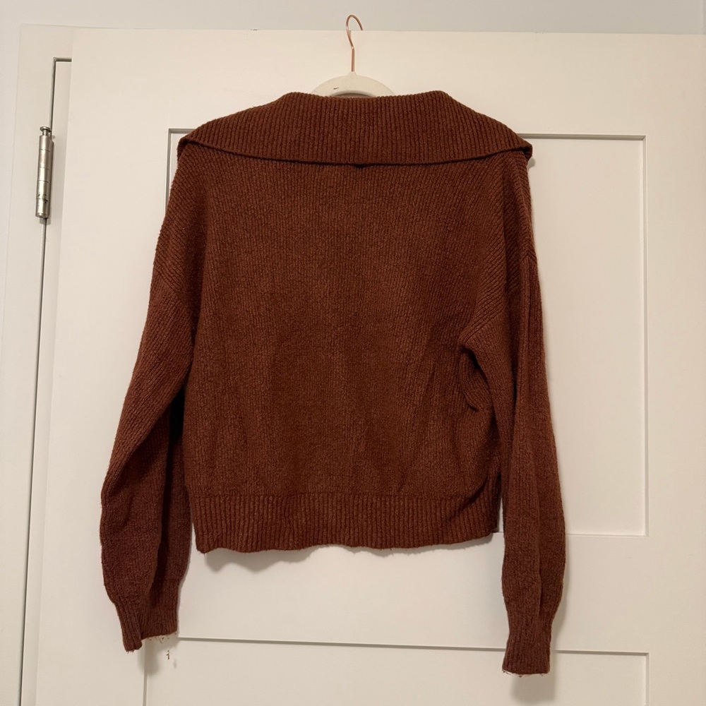 Abercrombie & Fitch Women's Rust Brown Collared Pullover Sweater Jonny Collar - Picture 4 of 5